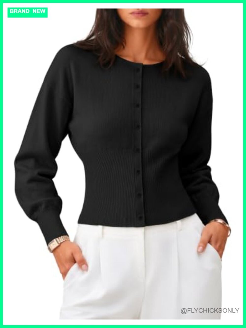 Women's Ribbed Knit Cardigan Long Sleeve Waist Cinch